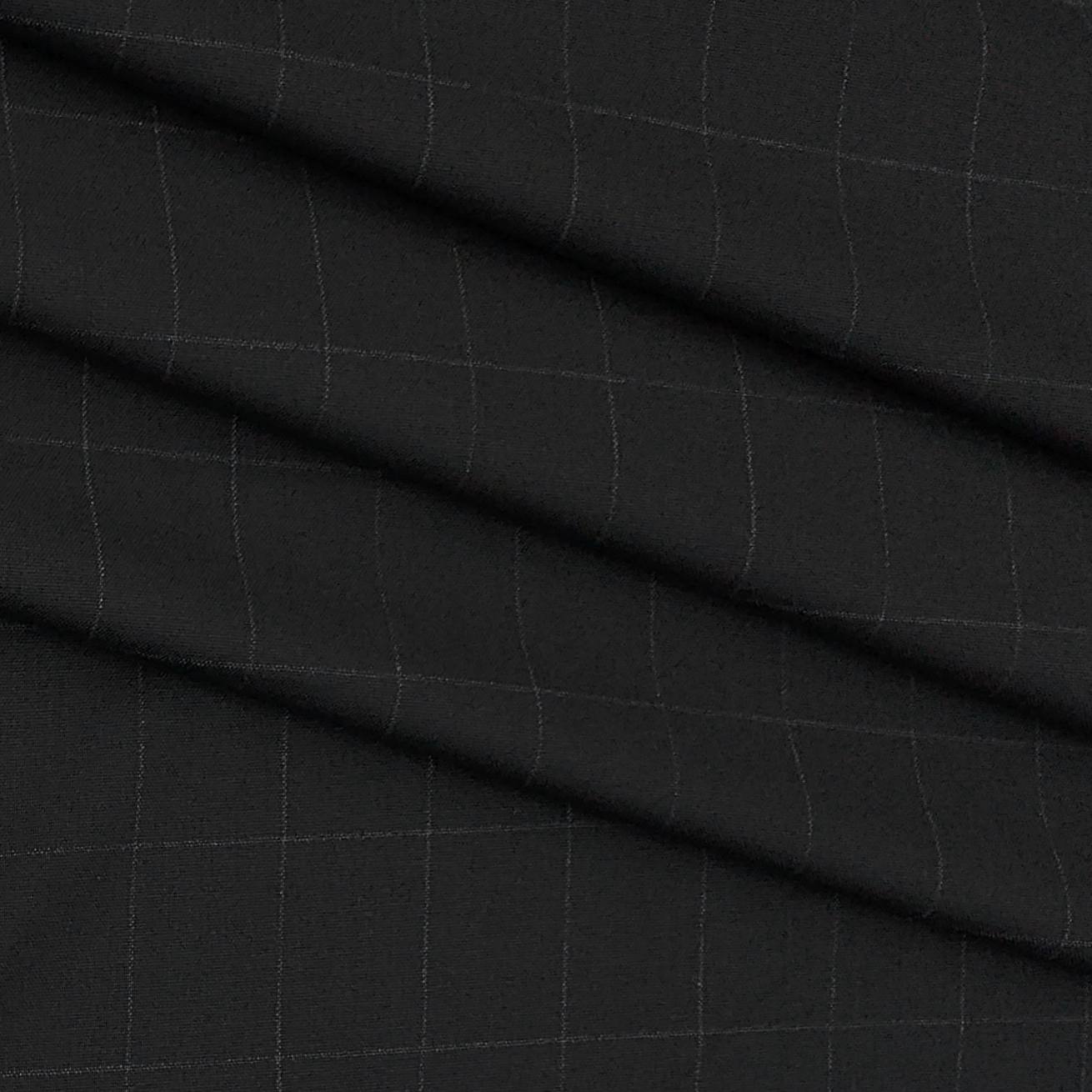 Trouser Fabric Donear 4Way Stretchable Premium Broad Check Colour True Black